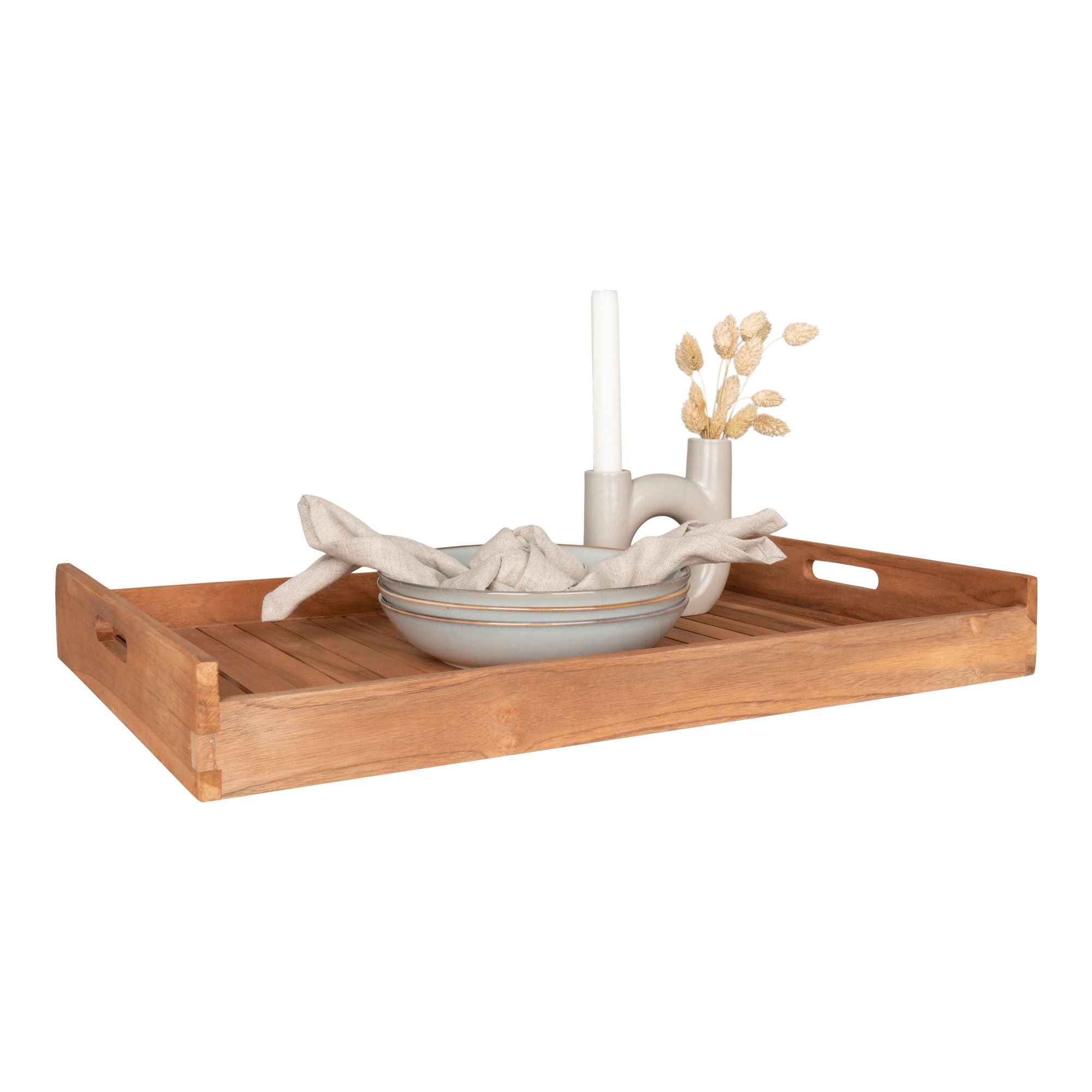 Faro – Tablett aus Teakholz, natur, 58×38 cm